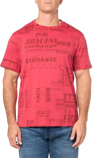 Armani Exchange Men's Regular Fit Cotton All Over Logo Printed Tee