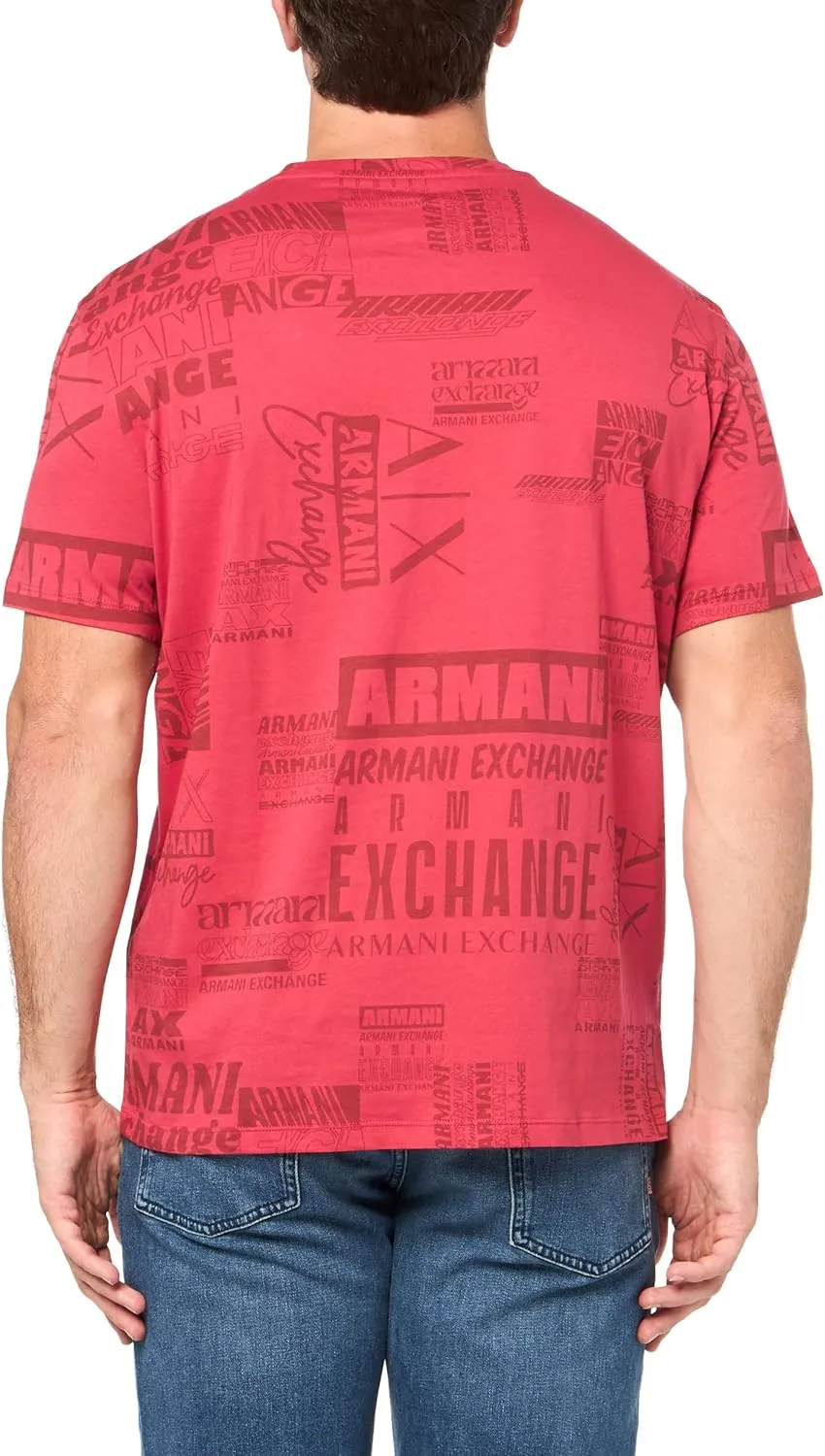 Armani Exchange Men's Regular Fit Cotton All Over Logo Printed Tee