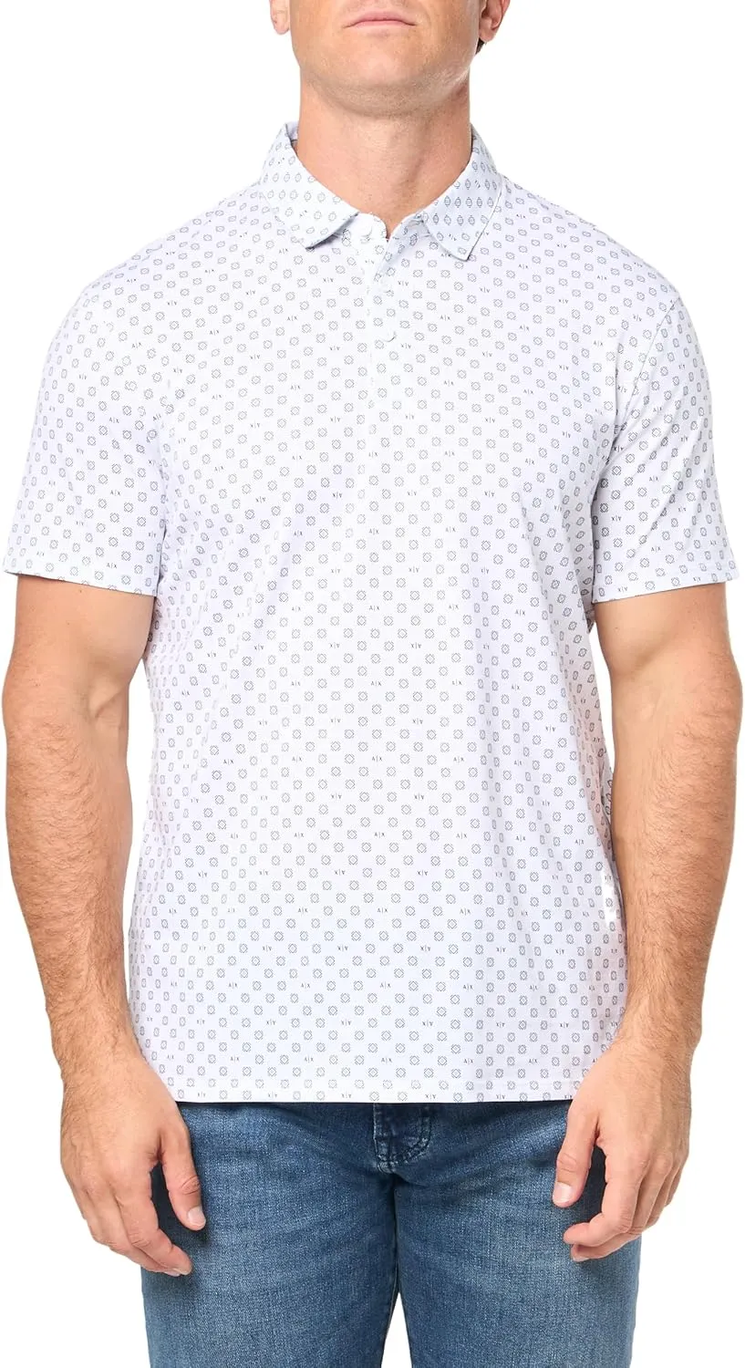 Armani Exchange Men's Regular Fit Cotton Jersey Printed Polo