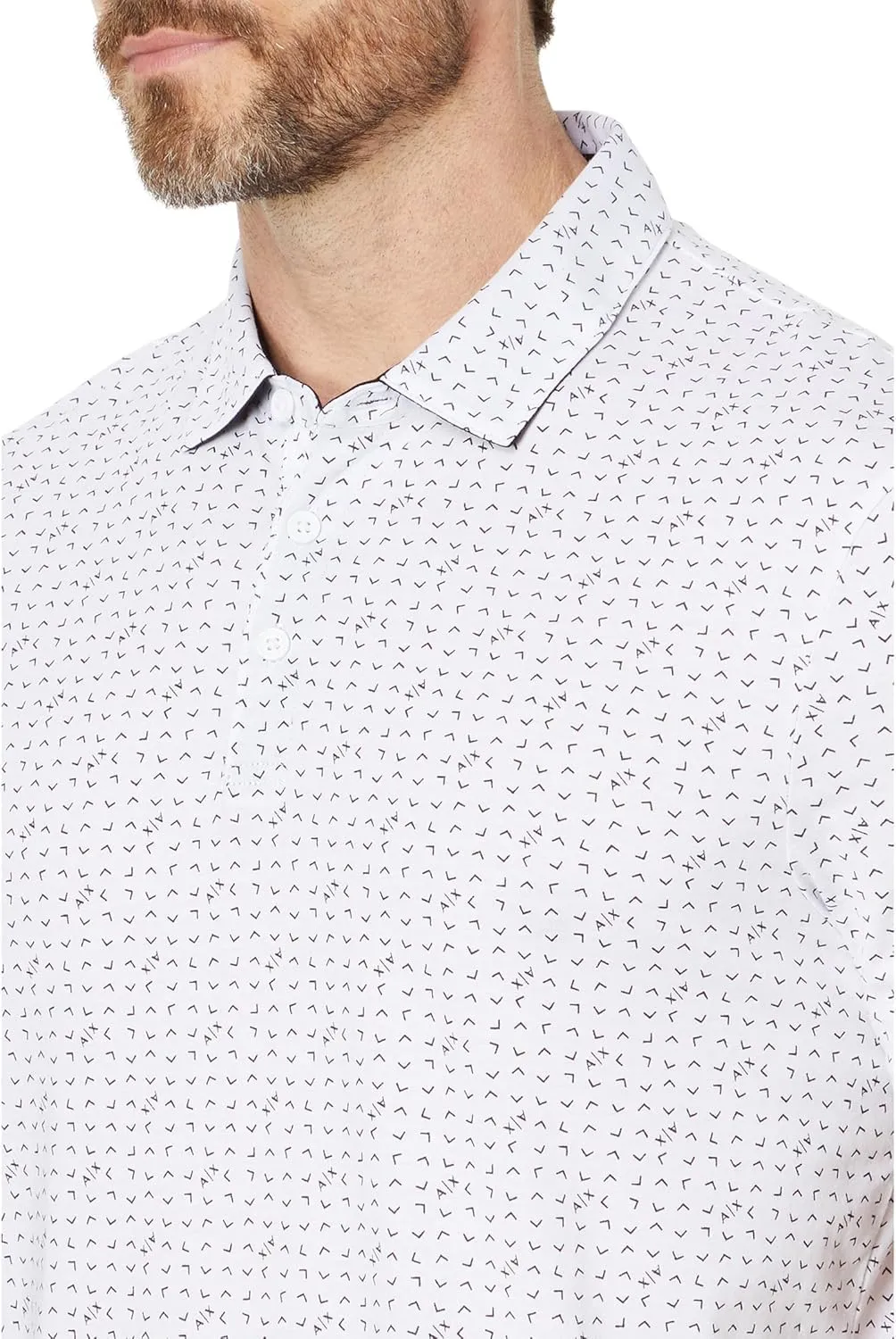 Armani Exchange Men's Regular Fit Cotton Jersey Printed Polo