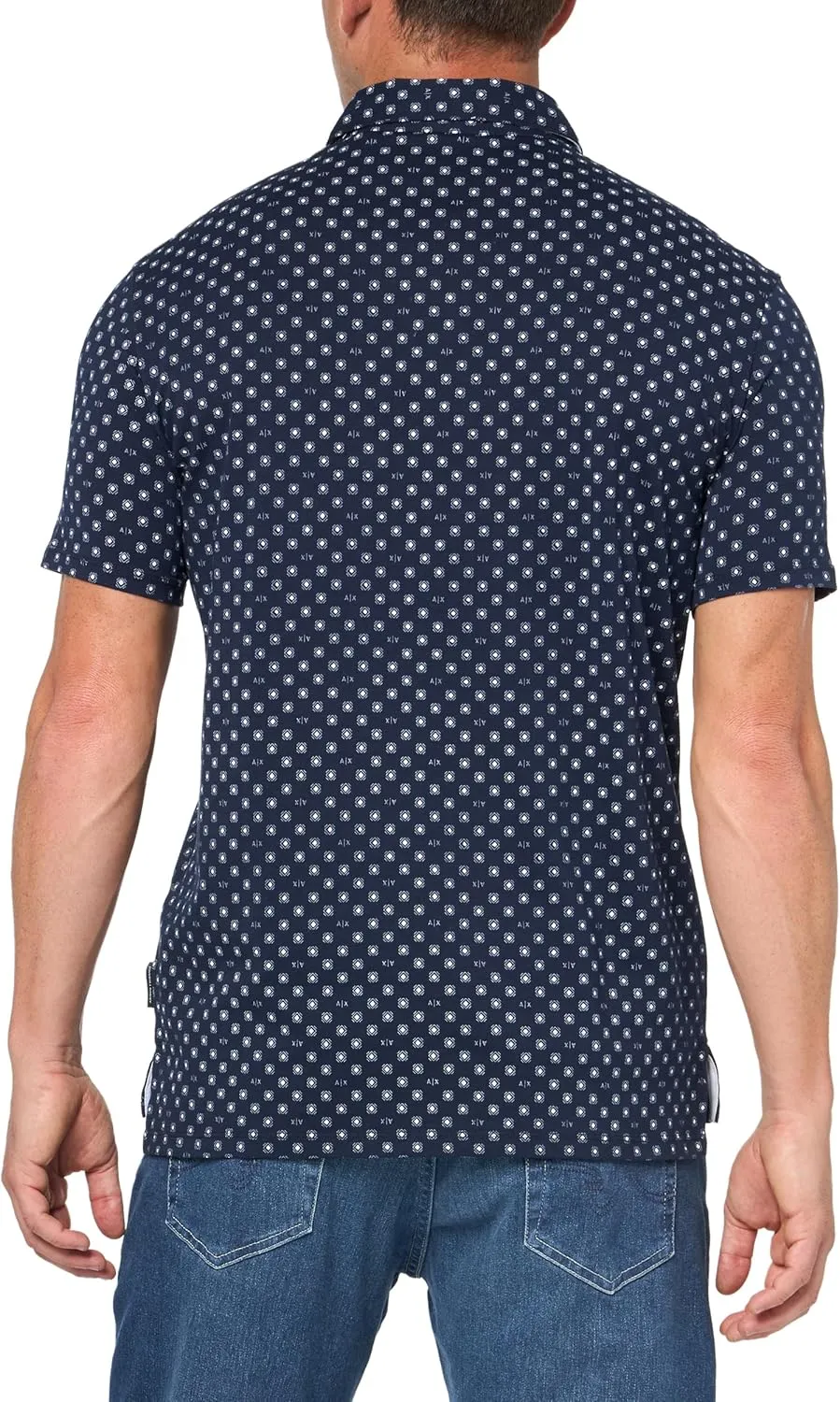 Armani Exchange Men's Regular Fit Cotton Jersey Printed Polo