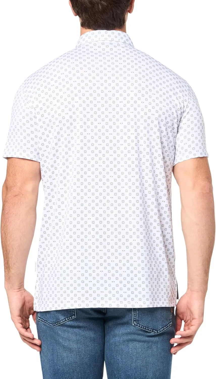 Armani Exchange Men's Regular Fit Cotton Jersey Printed Polo