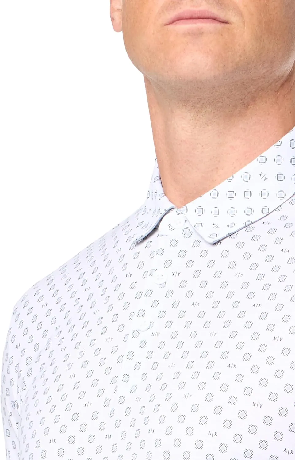 Armani Exchange Men's Regular Fit Cotton Jersey Printed Polo