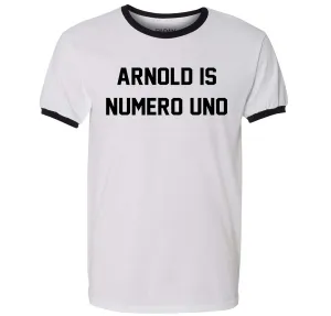 Arnold Is Numero Uno T Shirt Pumping Iron Movie Bodybuilding Muscle Gym Workout Ringer Tee (S)