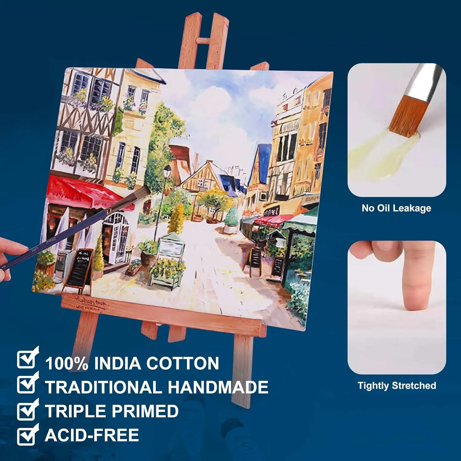 Artkey Canvases for Painting 8 x 10 Inch 10 - Pack, 5/8" Profile Stretched Canvas - 10 oz Primed, 100% Cotton White Blank Canvas - Art Paint Canvases for Acrylic Oil Paint