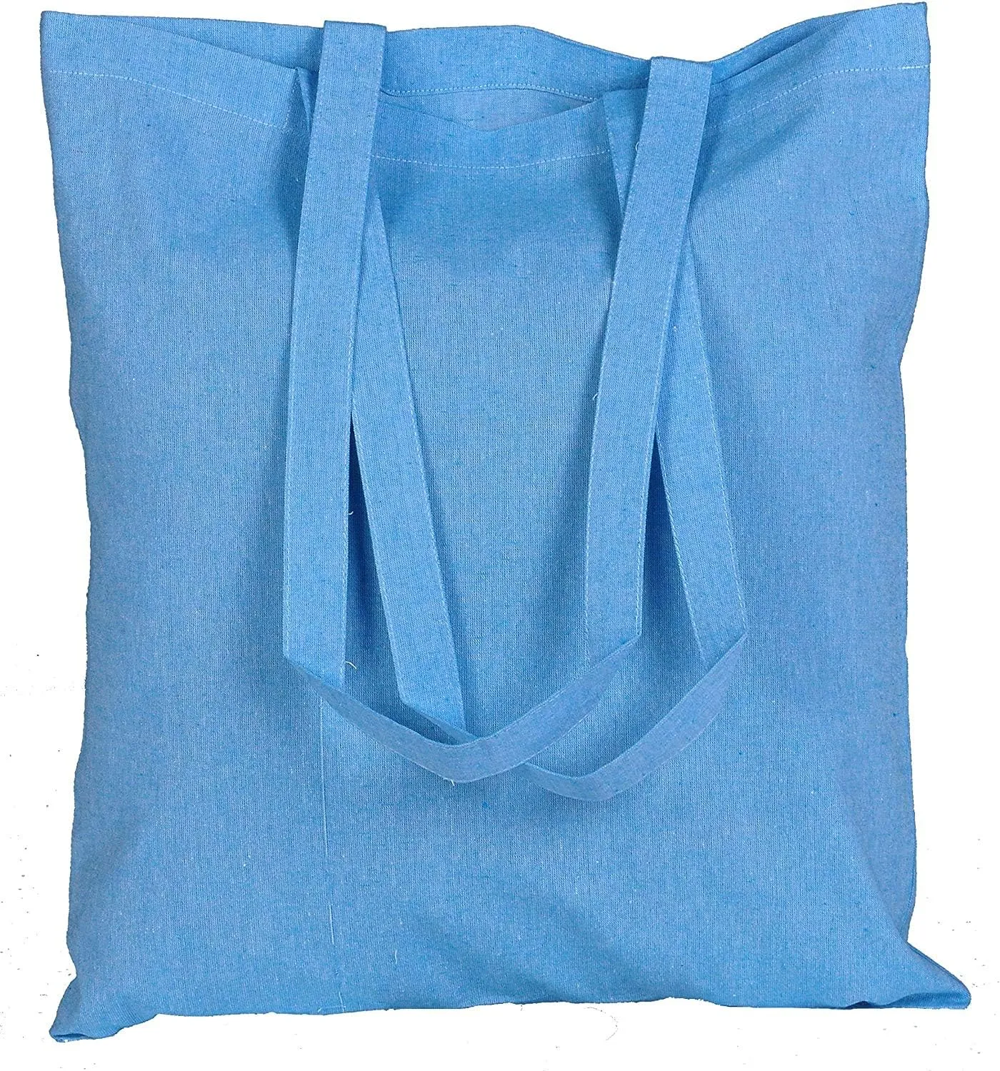 ATMOS GREEN 5 pack 15 X 16 inch with 27" long handle AZURE Color 5.5 Oz Recycled Reusable cotton grocery bags eco friendly super strong great choice for schools promotion branding MADE in INDIA
