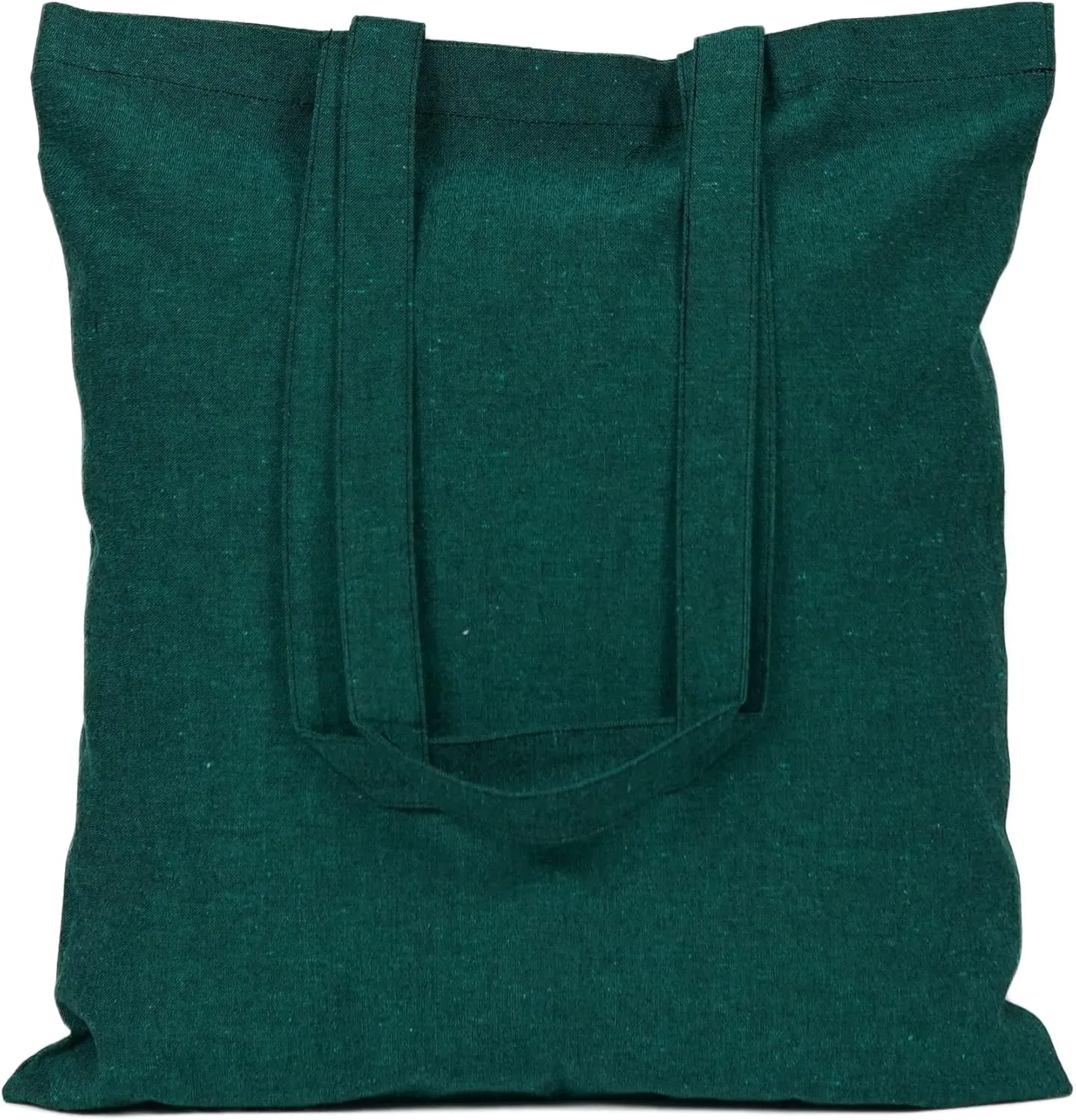 ATMOS GREEN 5 Pack 15 X 16 inch with 27" Long Handle Emerald Color 5.5 Oz Recycled Reusable Cotton Grocery Bags eco Friendly Super Strong Great Choice for Schools Promotion Branding Made in India