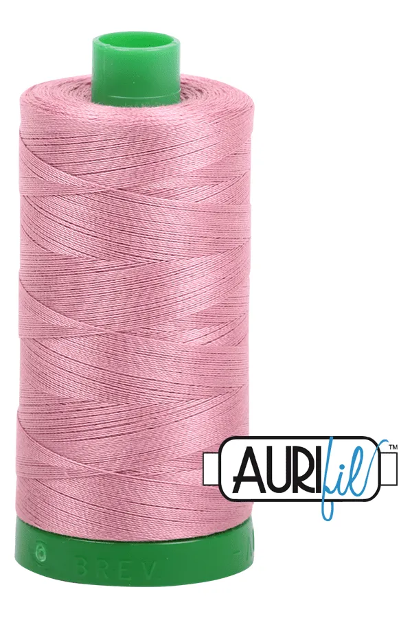 Aurifil Mako 40wt 2-ply Cotton 1000 m (1094 yd.) spool - 2445 Victorian Rose