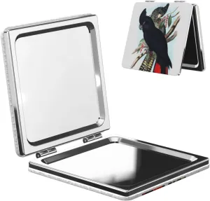 Australian Banksian Black Cockatoo Women Small Pocket Mirror Travel Cosmetic Mirror Folding Handheld Makeup Mirror