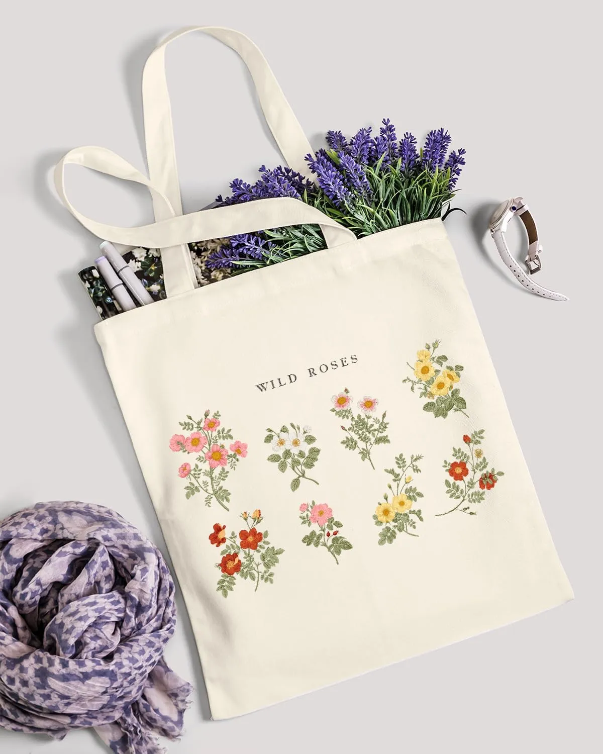 AUSVKAI Canvas Tote Bag Aesthetic for Women, Cute Reusable Cloth Cotton Bags for College Shopping Beach Grocery Trendy Gifts