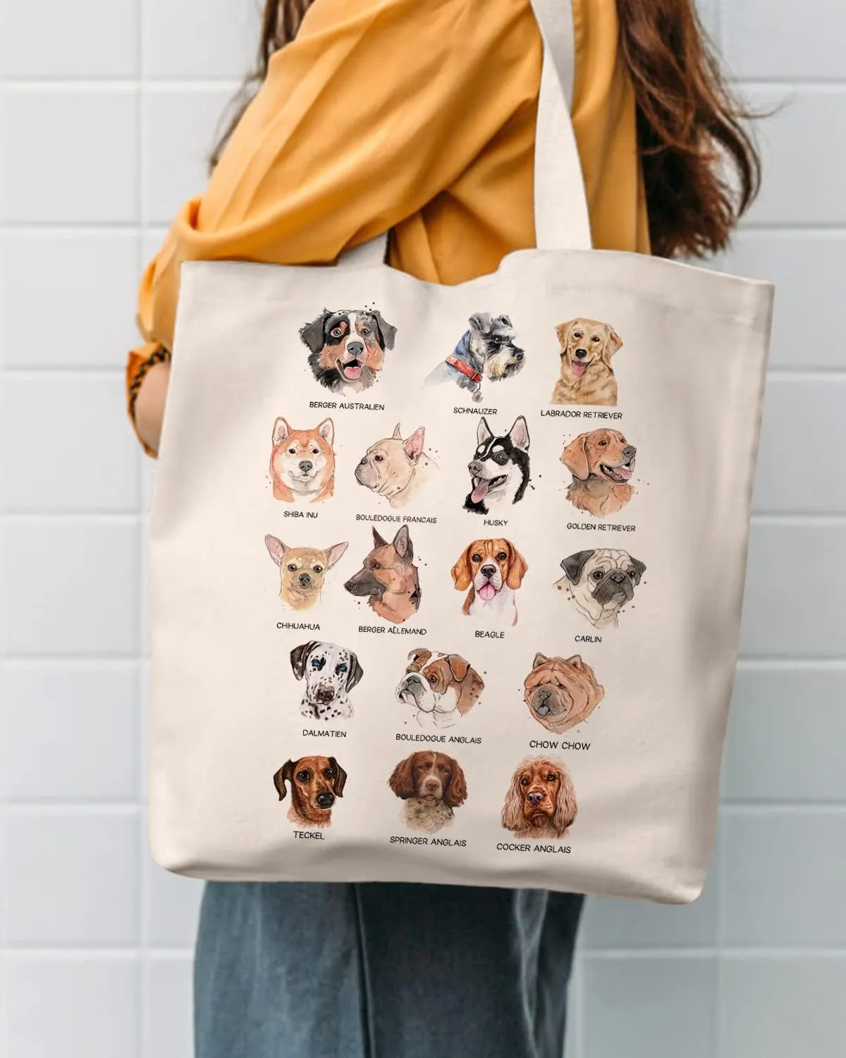 AUSVKAI Canvas Tote Bag Aesthetic for Women, Cute Reusable Cloth Cotton Bags for Shopping Beach Grocery