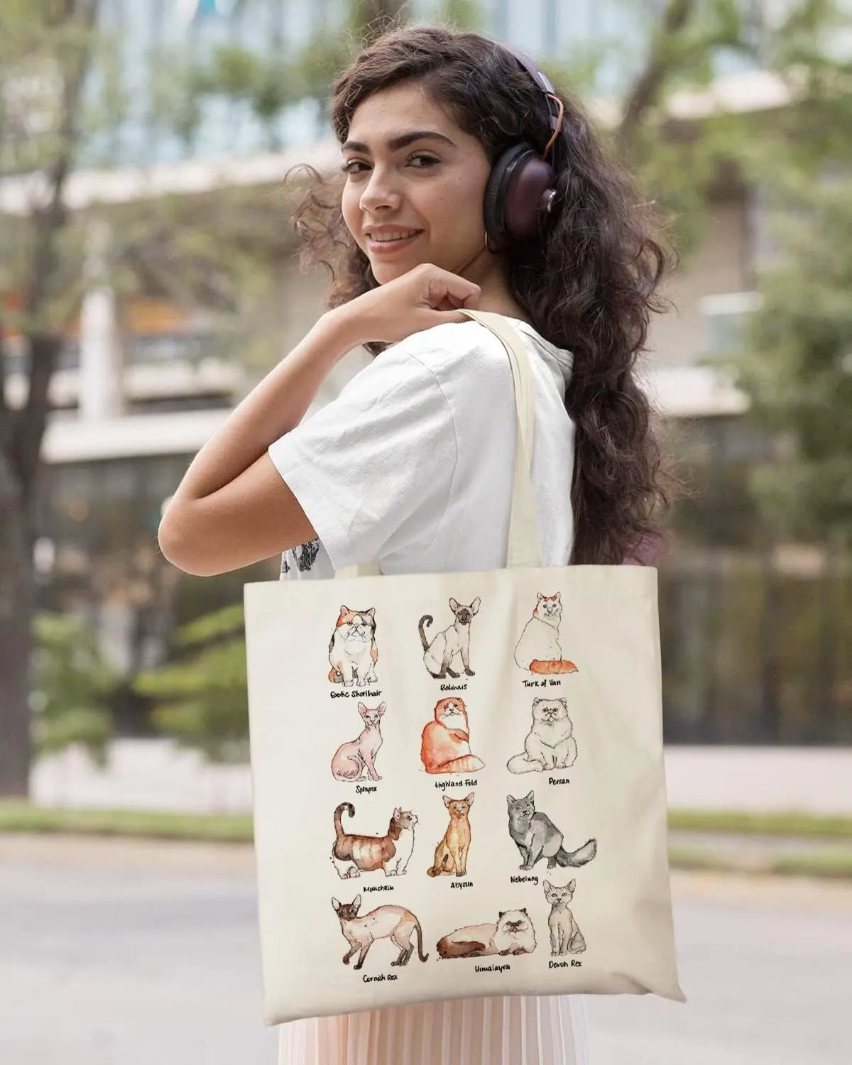 AUSVKAI Canvas Tote Bag Aesthetic for Women, Cute Reusable Cloth Cotton Bags for Shopping Beach Grocery