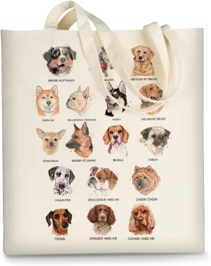 AUSVKAI Canvas Tote Bag Aesthetic for Women, Cute Reusable Cloth Cotton Bags for Shopping Beach Grocery