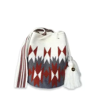 Authentic Wayuu Bag, Mochila from Colombia, Medium Crochet Crossbody, Handmade Medium Purse, Ethnic Bucket Bag, Colombian Craft (Nevada)