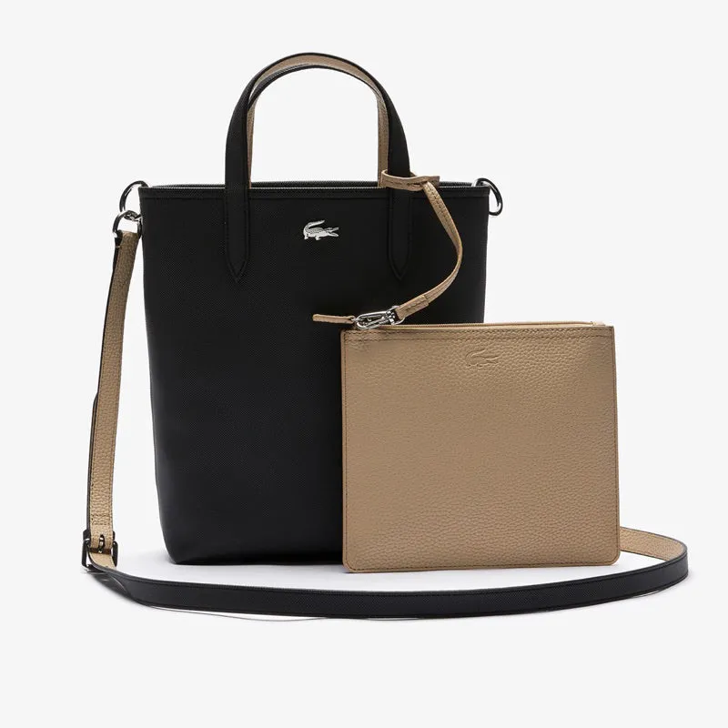 AUTHENTIC/ORIGINAL Lacoste Women's Anna Reversible Canvas Tote Bag in Beige/Black