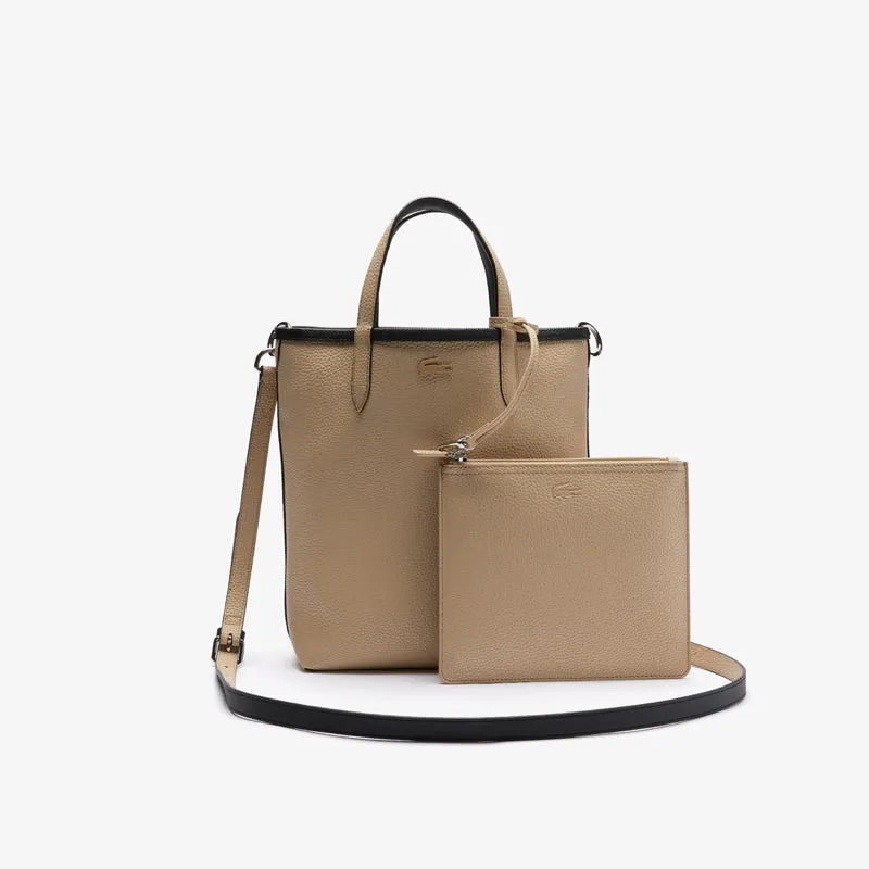 AUTHENTIC/ORIGINAL Lacoste Women's Anna Reversible Canvas Tote Bag in Beige/Black