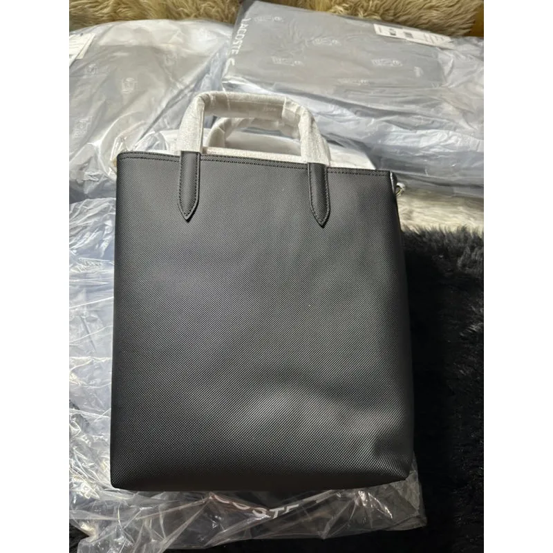 AUTHENTIC/ORIGINAL Lacoste Women's Anna Reversible Canvas Tote Bag in Beige/Black
