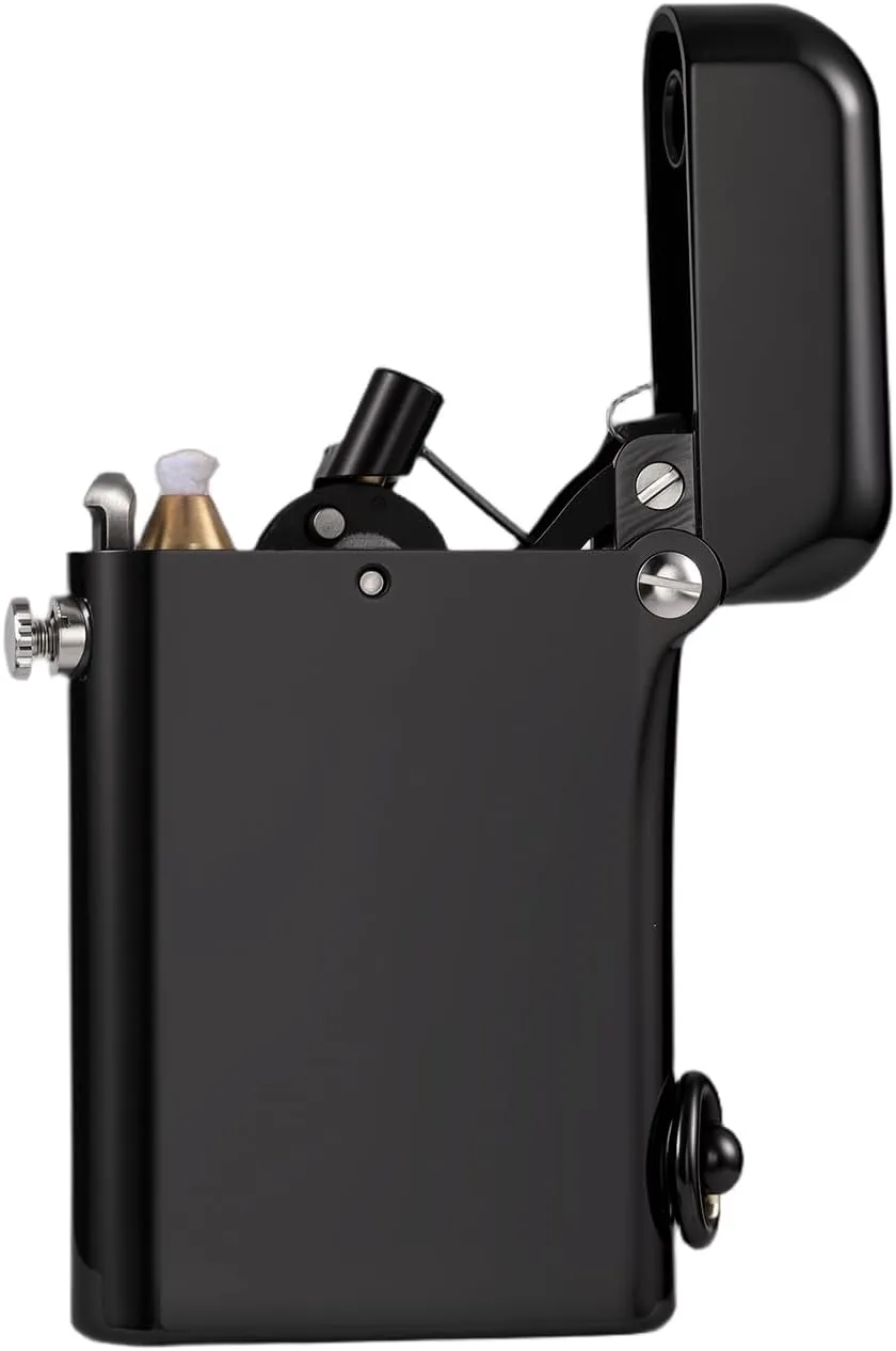 Automatic Ignition Cigar Lighter with Safety Lock,Reusable Kerosene Flame,Luxury Gift Box for Father’s Day & Camping,Thorens Gen 2 Double Claw Glossy Black,2025
