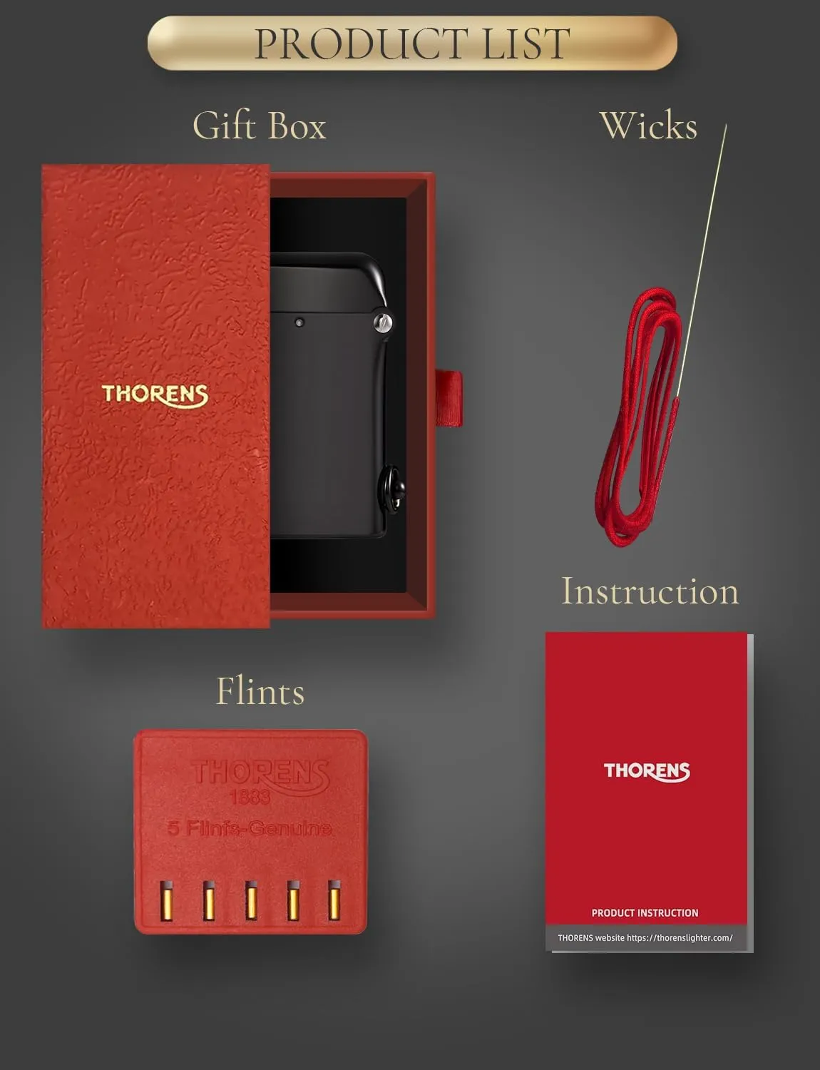 Automatic Ignition Cigar Lighter with Safety Lock,Reusable Kerosene Flame,Luxury Gift Box for Father’s Day & Camping,Thorens Gen 2 Double Claw Glossy Black,2025