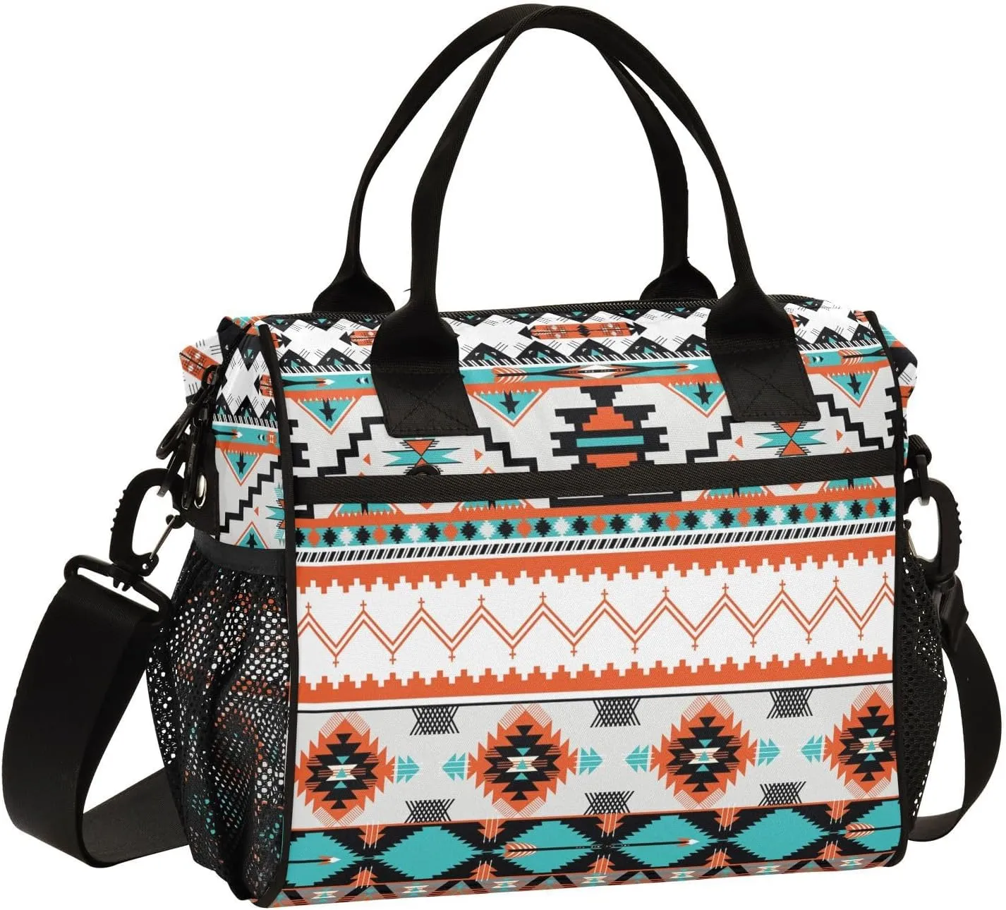 Aztec Design Lunch Bag Insulated Lunch Box for Women Cooler Bag Reusable Lunch Tote Bag Men Leakproof Lunchbox with Shoulder Strap School Work Picnic