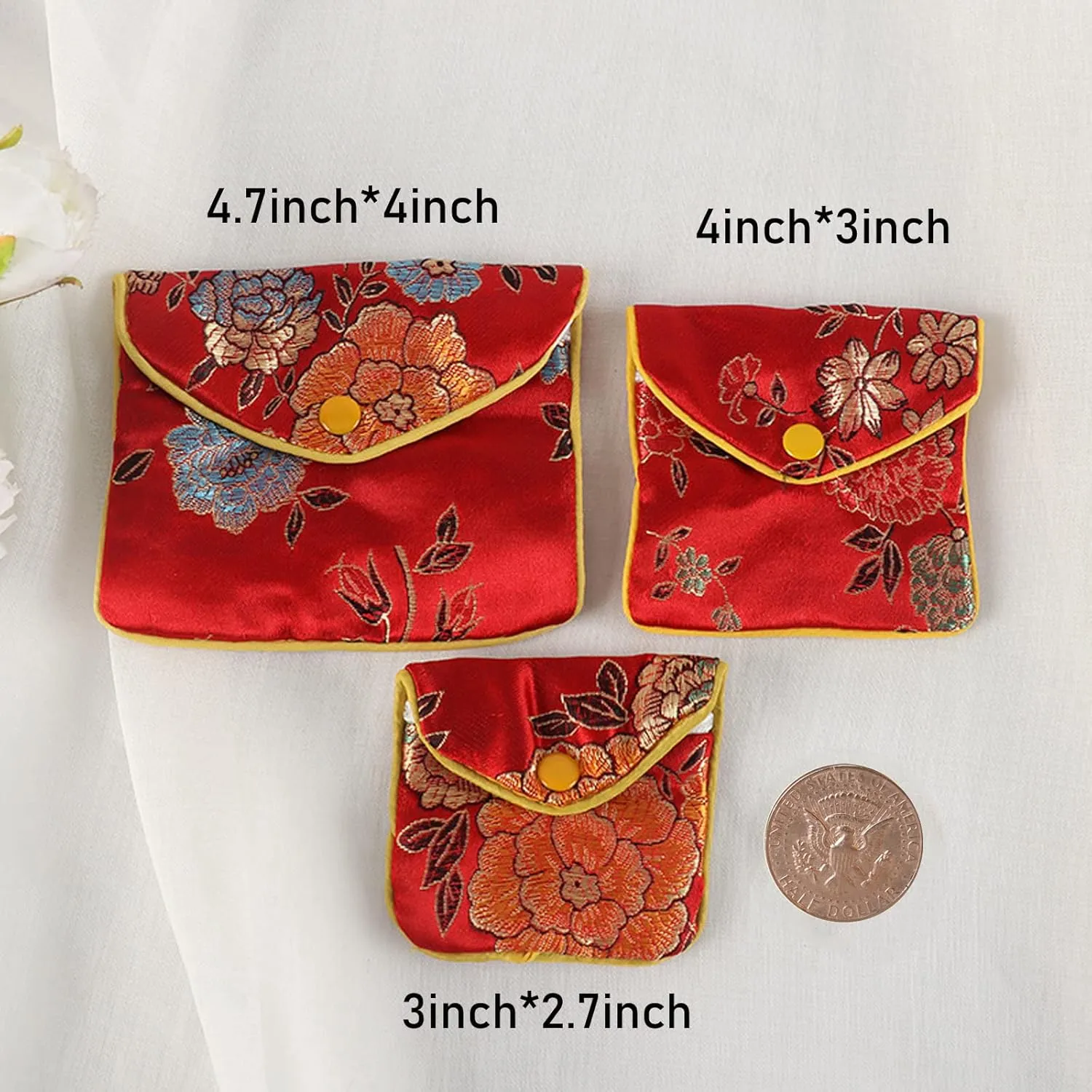 Baitaihem 15 Pack Jewelry Purse Pouch Gift Bags Chinese Silk Style Brocade Embroidered Bag,Multiple Colors(Large)