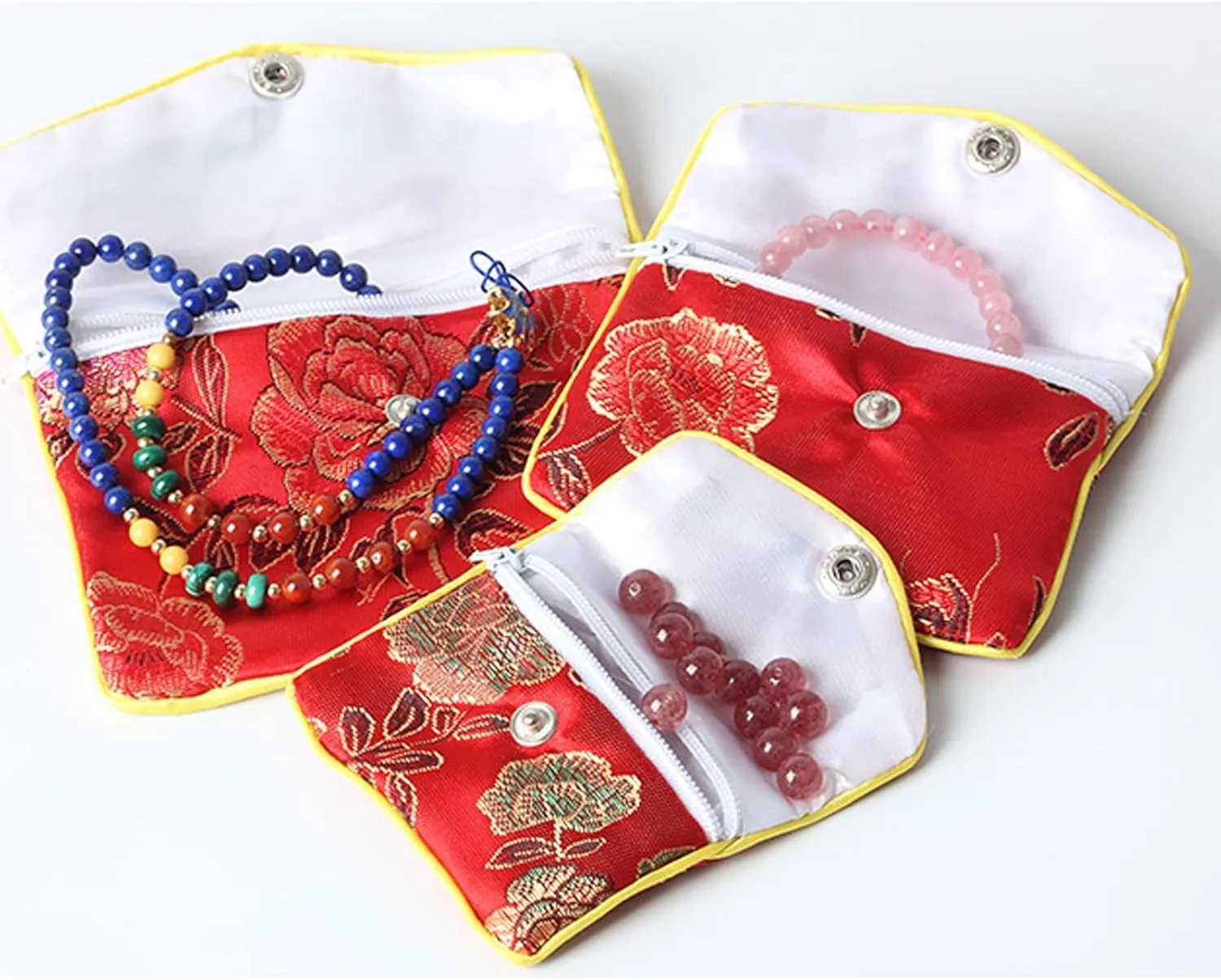 Baitaihem 15 Pack Jewelry Purse Pouch Gift Bags Chinese Silk Style Brocade Embroidered Bag,Multiple Colors(Large)