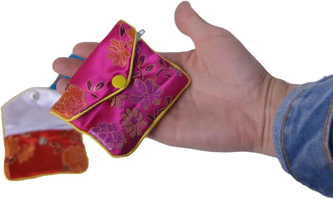 Baitaihem 15 Pack Jewelry Purse Pouch Gift Bags Chinese Silk Style Brocade Embroidered Bag,Multiple Colors(Small)