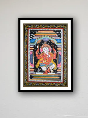 Balance in Motion: The Colorful Dancing Ganesha Pattachitra  by Apindra Swain
