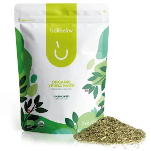BALIBETOV USDA Organic Yerba Mate Tea Loose Leaf, 2.2. lb. Bag, Natural Traditional Cut, Clean High Energy, Unsmoked Artisanal, Gluten Free, Vegan Friendly, Hot or Cold Drink (2.2 Pounds (Pack of 1), Traditional Cut)