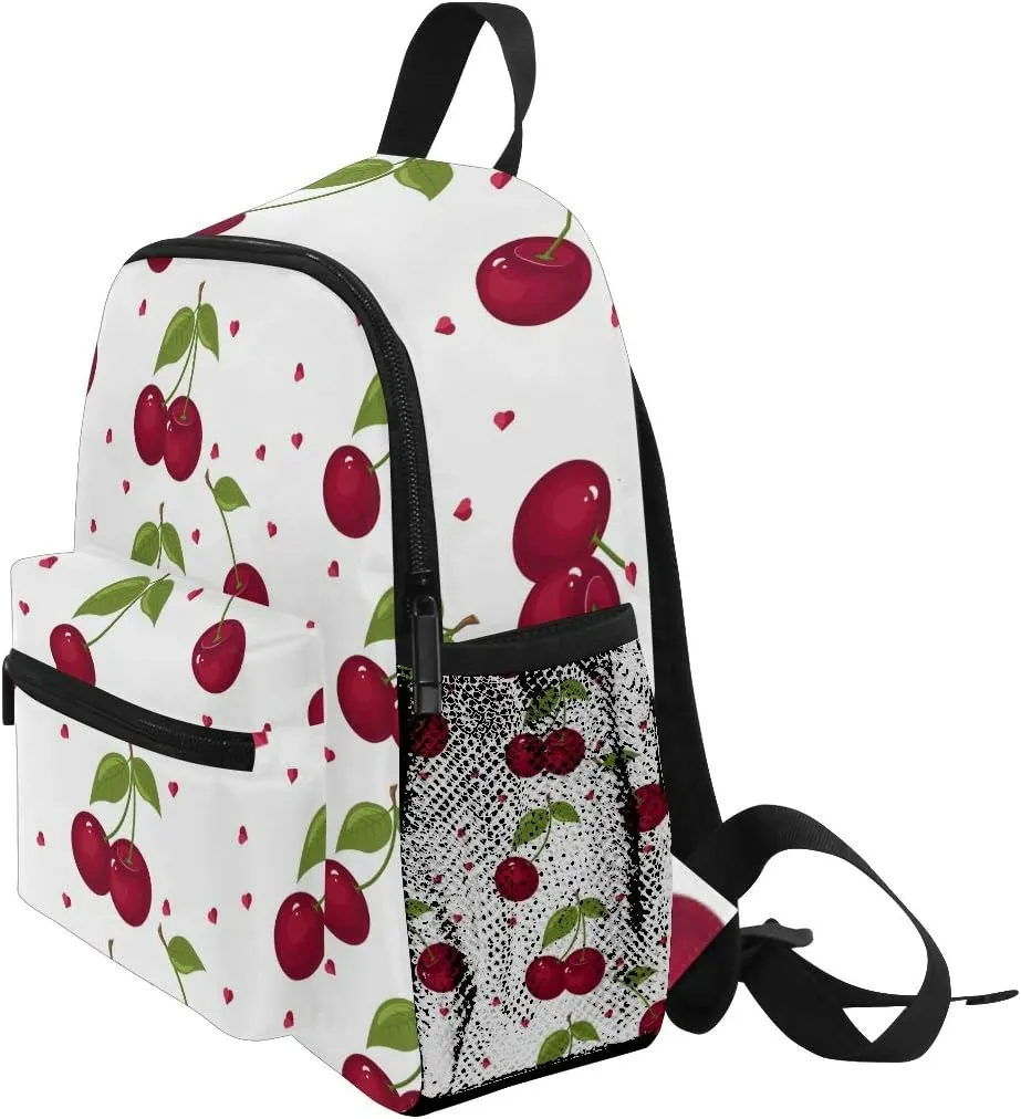 Bardic Toddler Kids Backpack Cute Cherry Pattern 12 Inch Preschool Backpack School Bag Mini Casual Daypack for Boy Girl
