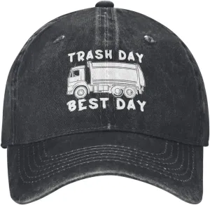 Baseball Cap Garbage Day is The Best Day Washed Denim Adjustable Fashion Unique Hat for Men Women