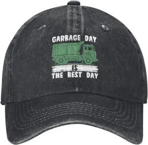 Baseball Cap Garbage Day is The Best Day Washed Denim Adjustable Fashion Unique Hat for Men Women