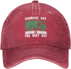 Baseball Cap Garbage Day is The Best Day Washed Denim Adjustable Fashion Unique Hat for Men Women