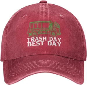 Baseball Cap Garbage Day is The Best Day Washed Denim Adjustable Fashion Unique Hat for Men Women