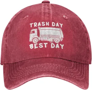Baseball Cap Garbage Day is The Best Day Washed Denim Adjustable Fashion Unique Hat for Men Women