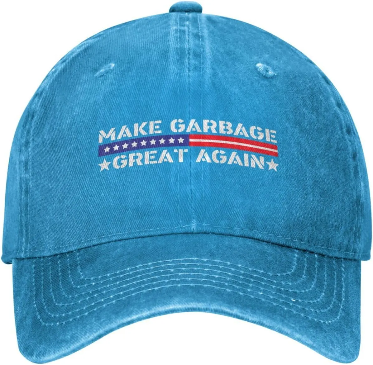 Baseball Cap Make Garbage Great Again Washed Denim Adjustable Fashion Unique Hat for Men Women