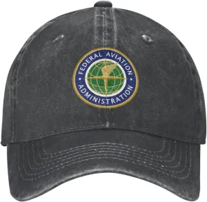Baseball Cap The United States Federal Aviation Administration Washed Denim Adjustable Fashion Unique Hat for Men Women