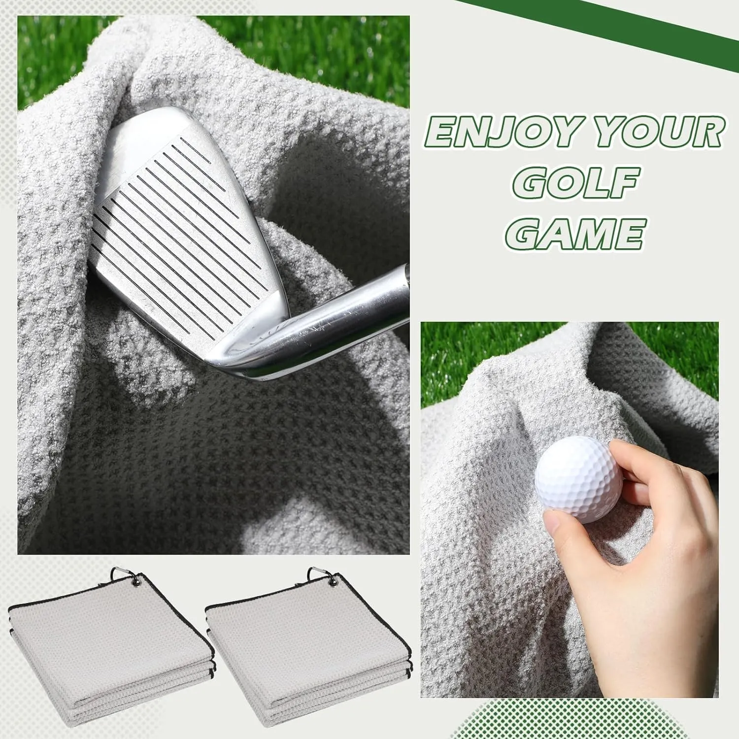 Batiyeer Golf Towels Bulk for Bags 16'' x 16'' Microfiber Waffle Pattern Golf Towel with Clipfor Mini Tournament, Club, Yoga, Fitness