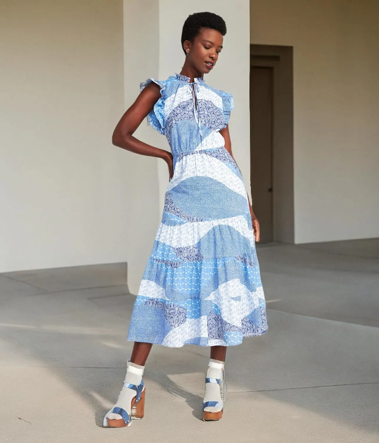 BB DAKOTA Zappos Print Lab: “Heatwave Cotton Dress Indigo