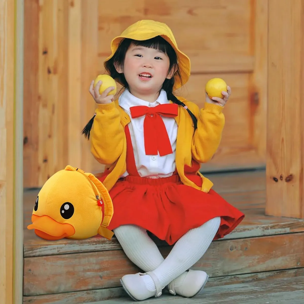 B.Duck Kids Backpack Soft Plush Kindergarten Yellow Duck Mini Backpack Travel Bag For Boys and Girls