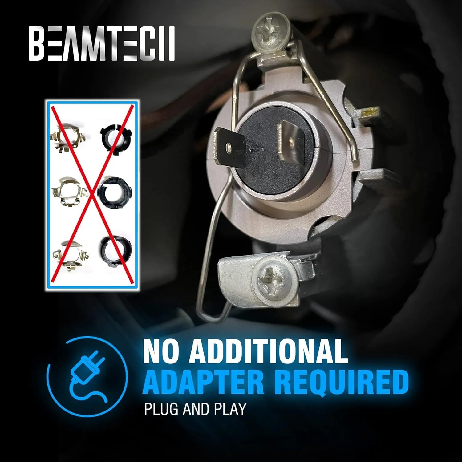 BEAMTECH H7 Bulbs,H7 Light Bulb Plug and Play No Adapter Required 1:1 Size 6500K White Fog Light Bulb of 2