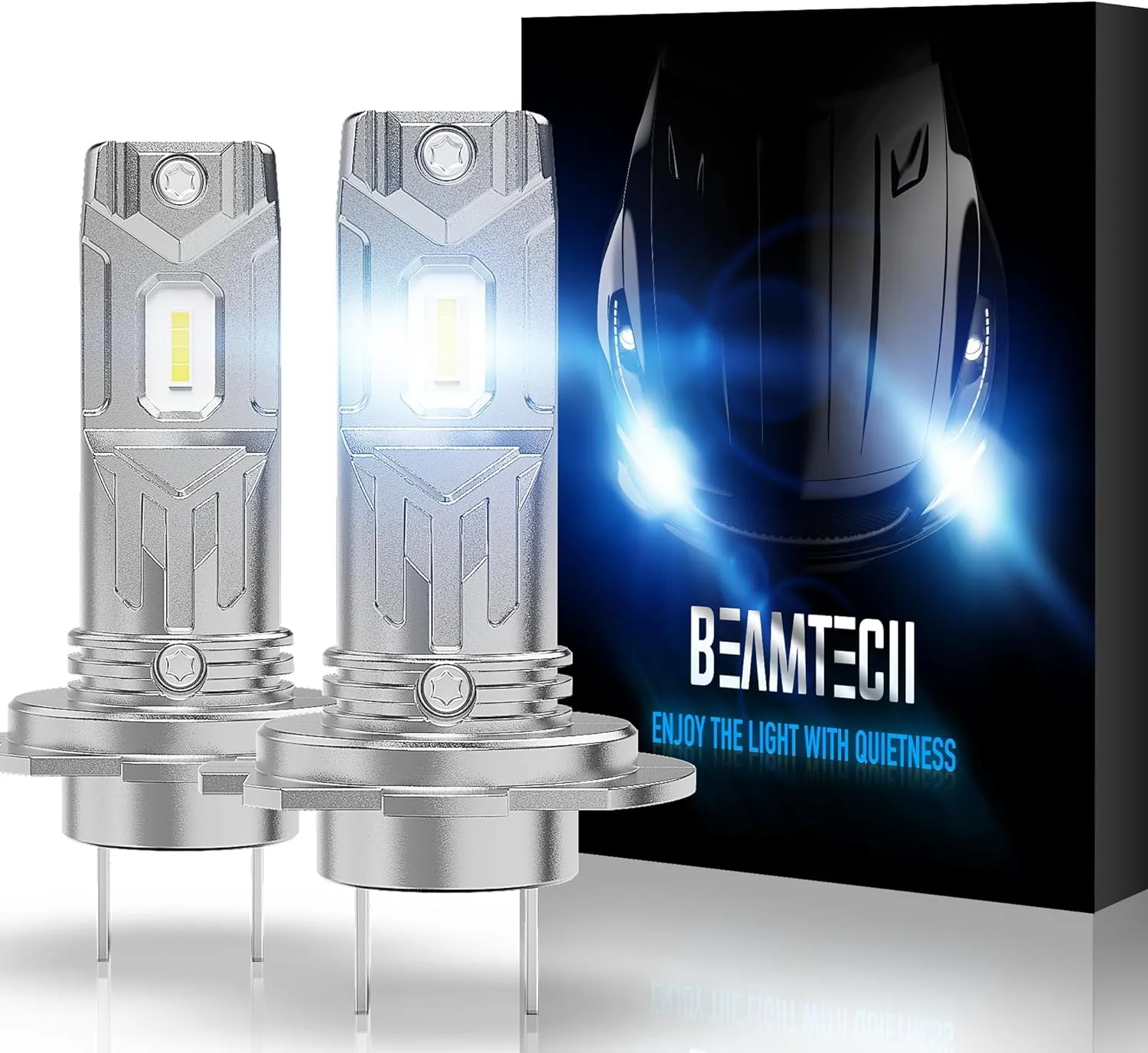 BEAMTECH H7 Bulbs,H7 Light Bulb Plug and Play No Adapter Required 1:1 Size 6500K White Fog Light Bulb of 2