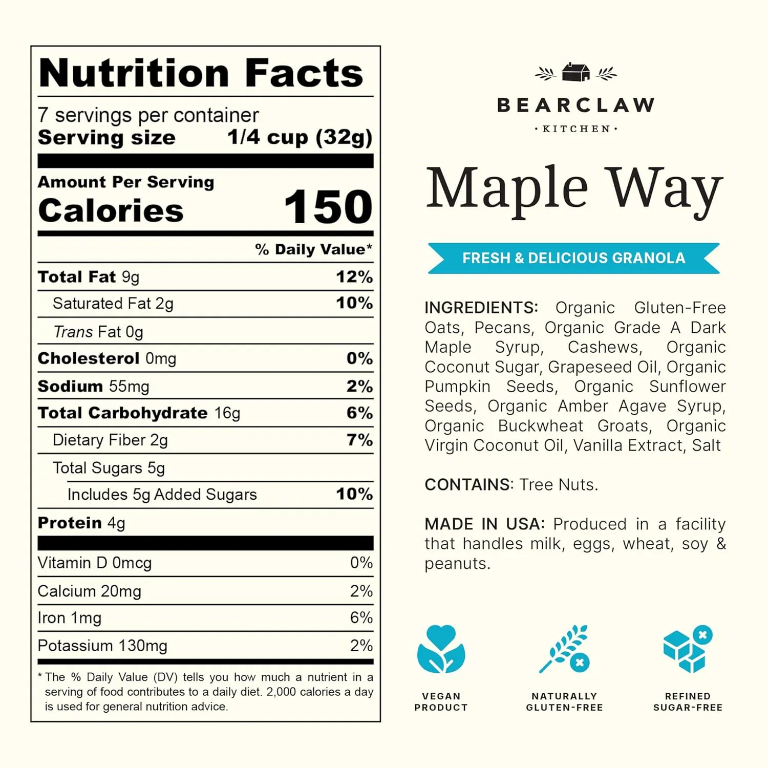 Bearclaw Kitchen Maple Way Granola 3-Pack – Vegan Maple Pecan Granola with Buckwheat, Coconut Sugar & Nuts – Gourmet Breakfast or Snack – Refined Sugar-Free, Gluten-Free, All-Natural – 3 Bags