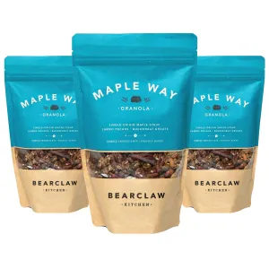 Bearclaw Kitchen Maple Way Granola 3-Pack – Vegan Maple Pecan Granola with Buckwheat, Coconut Sugar & Nuts – Gourmet Breakfast or Snack – Refined Sugar-Free, Gluten-Free, All-Natural – 3 Bags