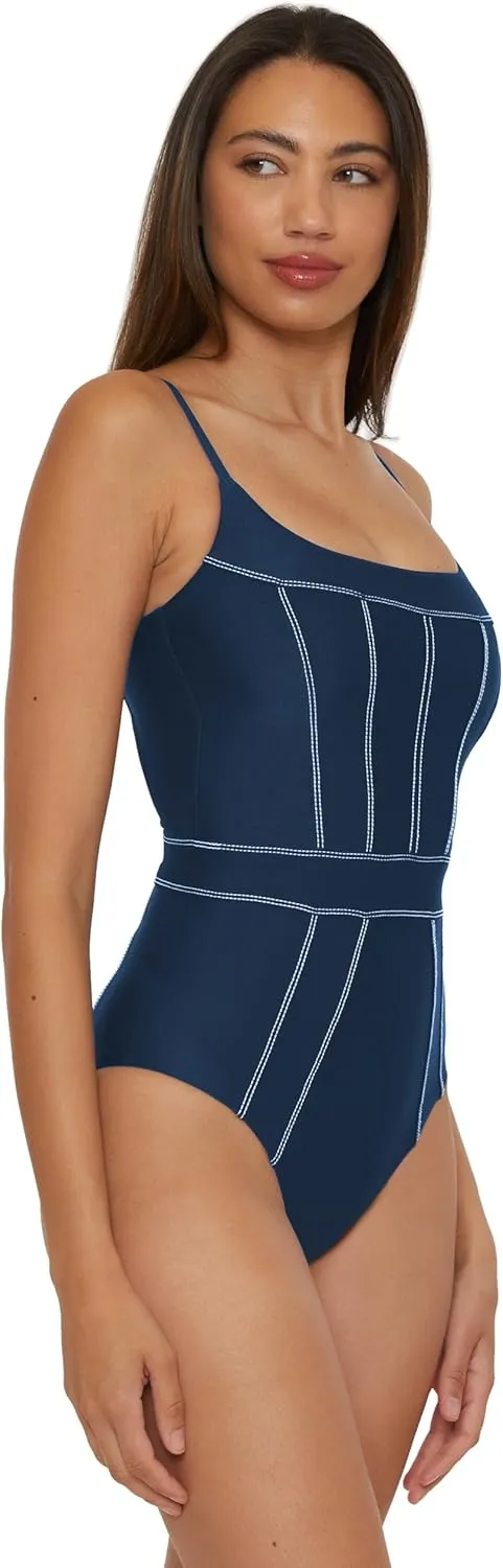 BECCA Women's Standard Color Sheen One Piece Swimsuit, Sexy Satin, Bathing Suits