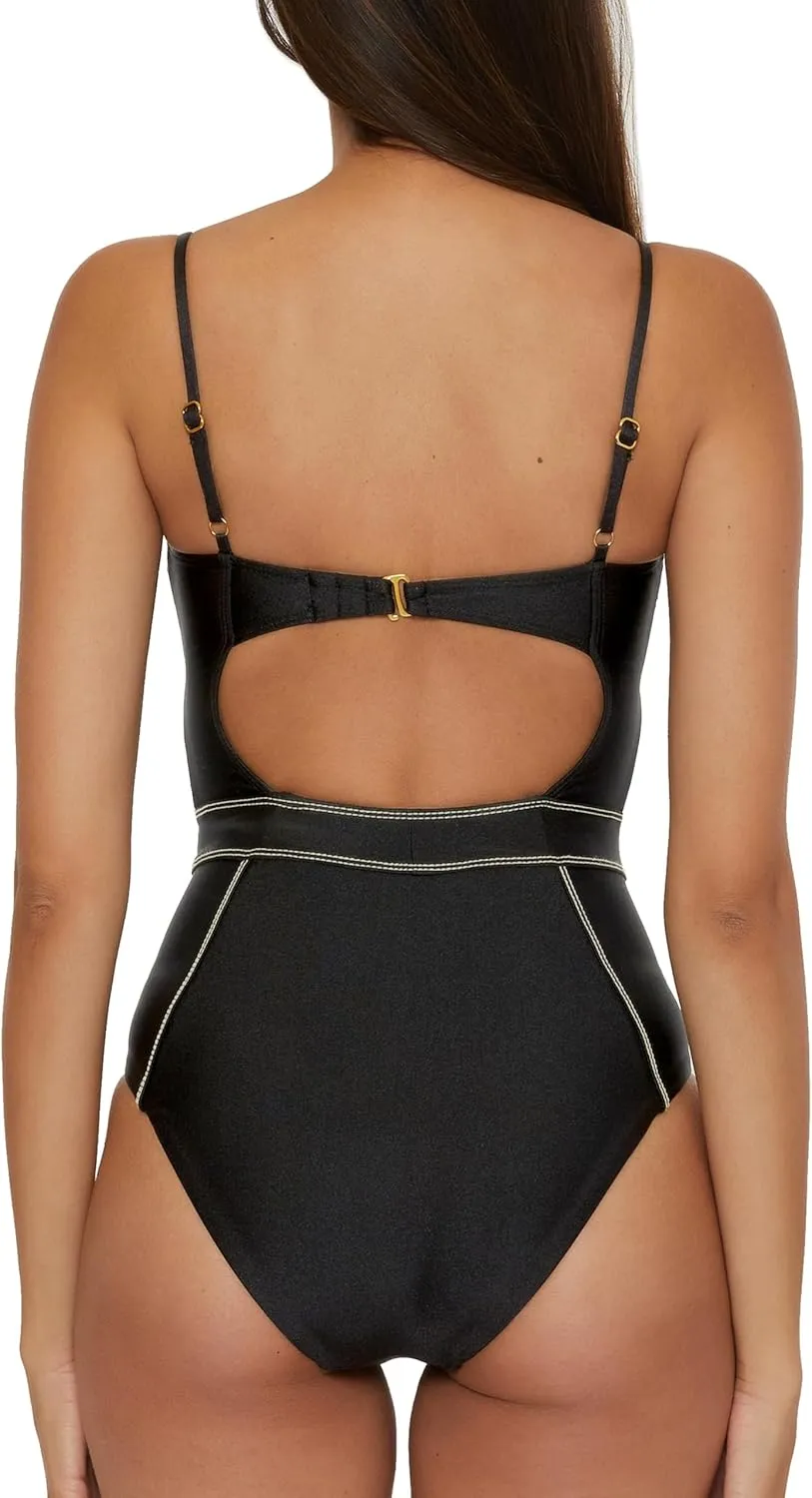 BECCA Women's Standard Color Sheen One Piece Swimsuit, Sexy Satin, Bathing Suits
