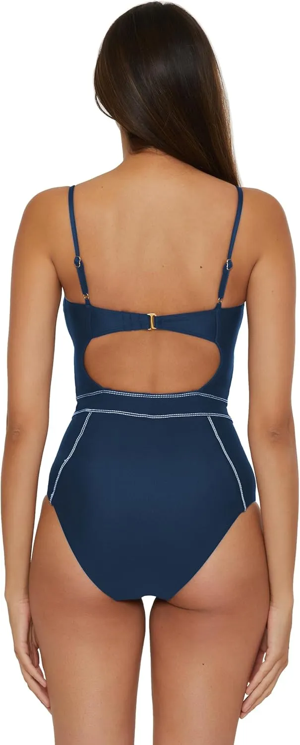 BECCA Women's Standard Color Sheen One Piece Swimsuit, Sexy Satin, Bathing Suits