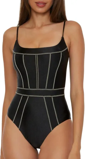 BECCA Women's Standard Color Sheen One Piece Swimsuit, Sexy Satin, Bathing Suits