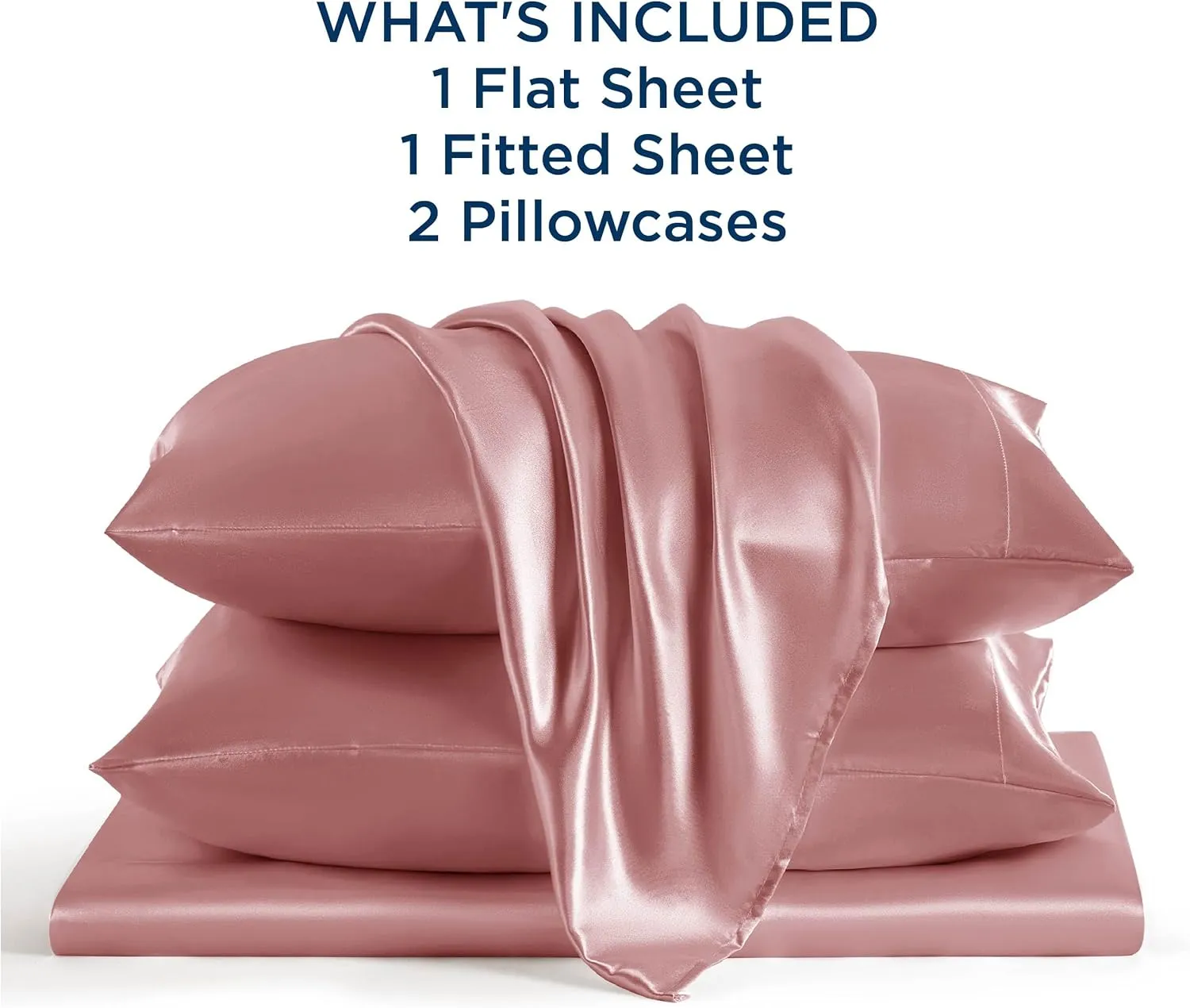 Bedsure Satin Sheets Queen Size - Similar to Silk Sheets, Silky Bedsheet, Luxury & Ultra Soft, Non-Fading & Wrinkle Free, Good for Hair & Skin, Gifts for Women, 4 Pieces, Coral