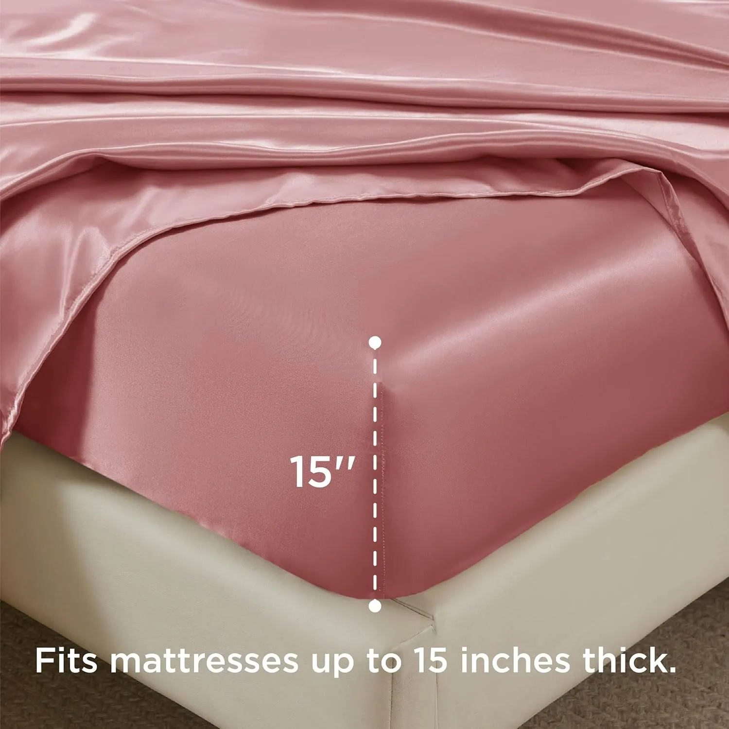 Bedsure Satin Sheets Queen Size - Similar to Silk Sheets, Silky Bedsheet, Luxury & Ultra Soft, Non-Fading & Wrinkle Free, Good for Hair & Skin, Gifts for Women, 4 Pieces, Coral